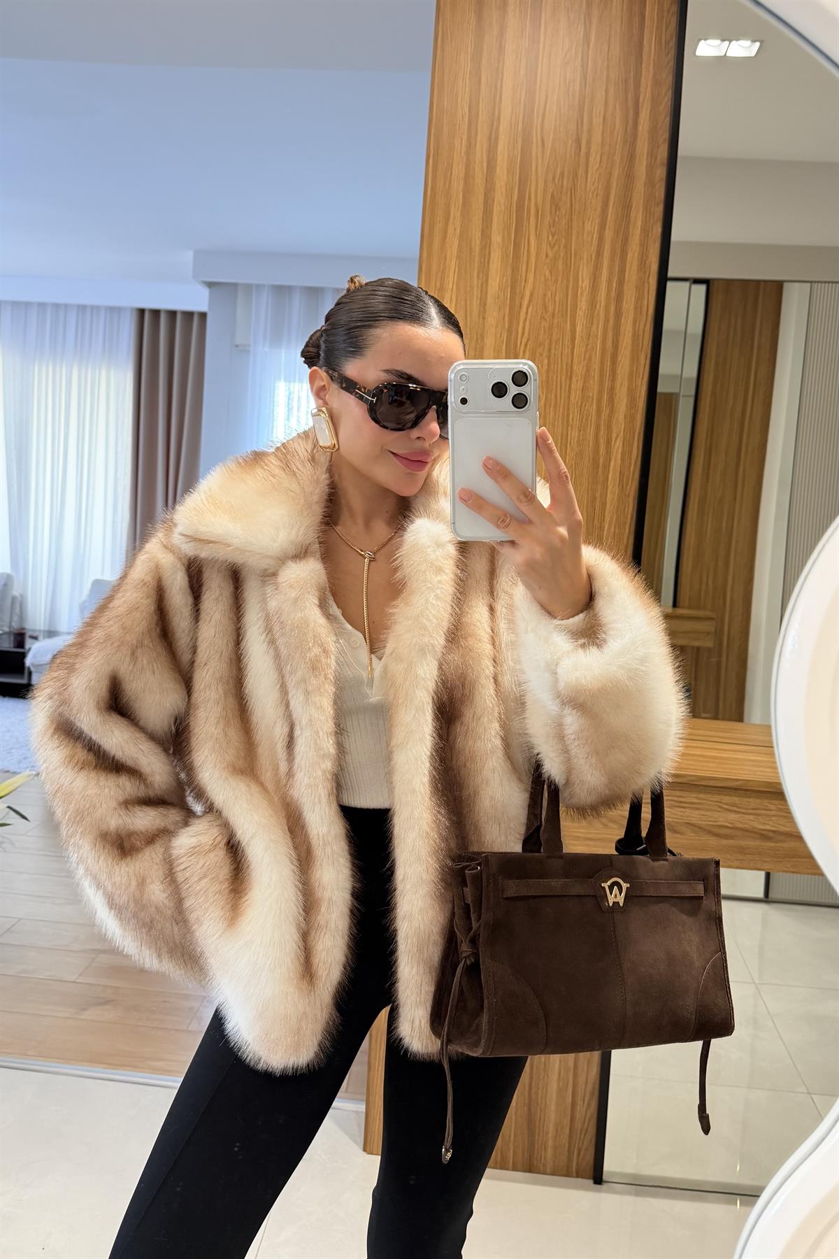 Annica Ekru Premium Renk Geçişli Kürk