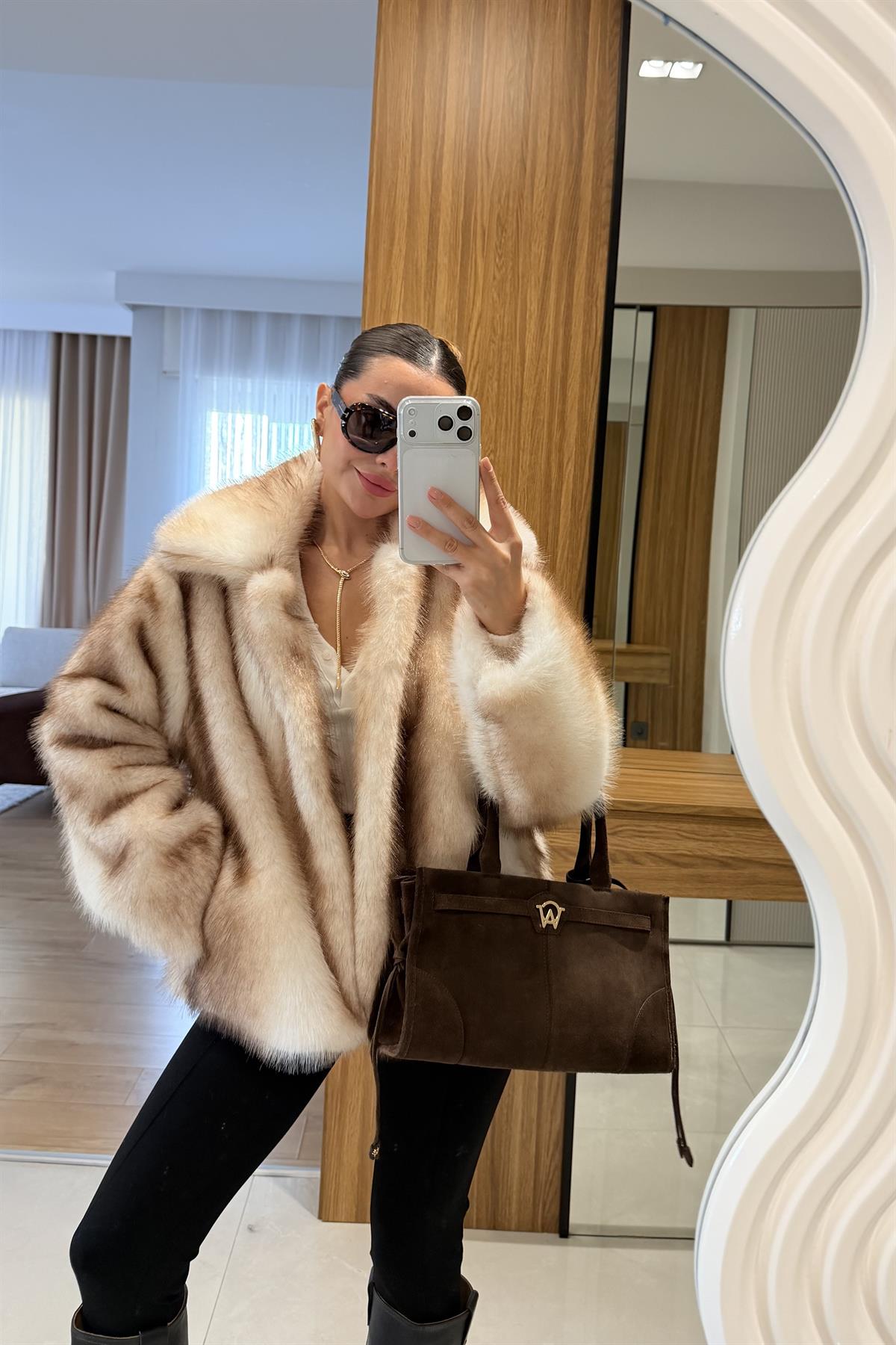 Annica Ekru Premium Renk Geçişli Kürk