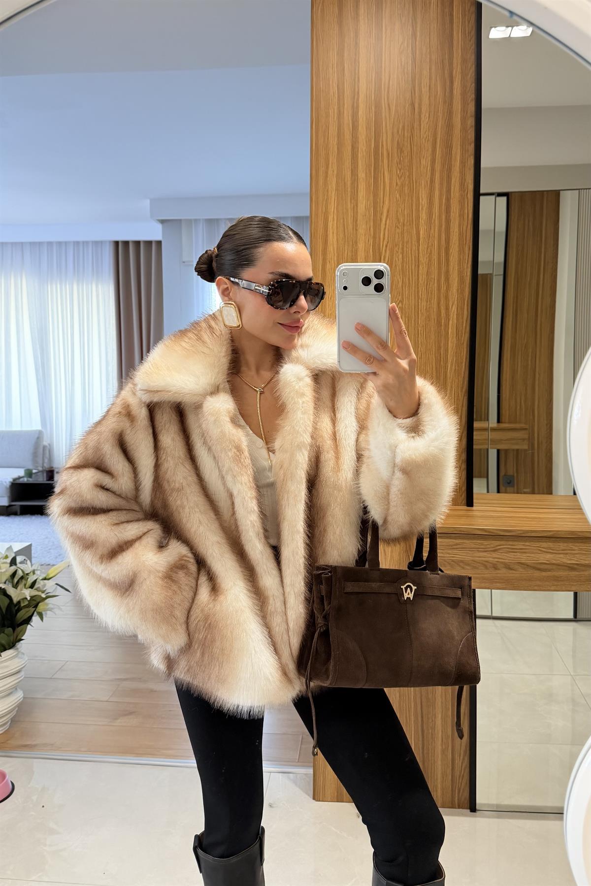 Annica Ekru Premium Renk Geçişli Kürk