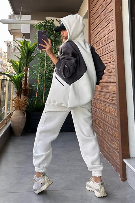 Anton Tasarım Parçalı Eşofman Takımı - Beyaz