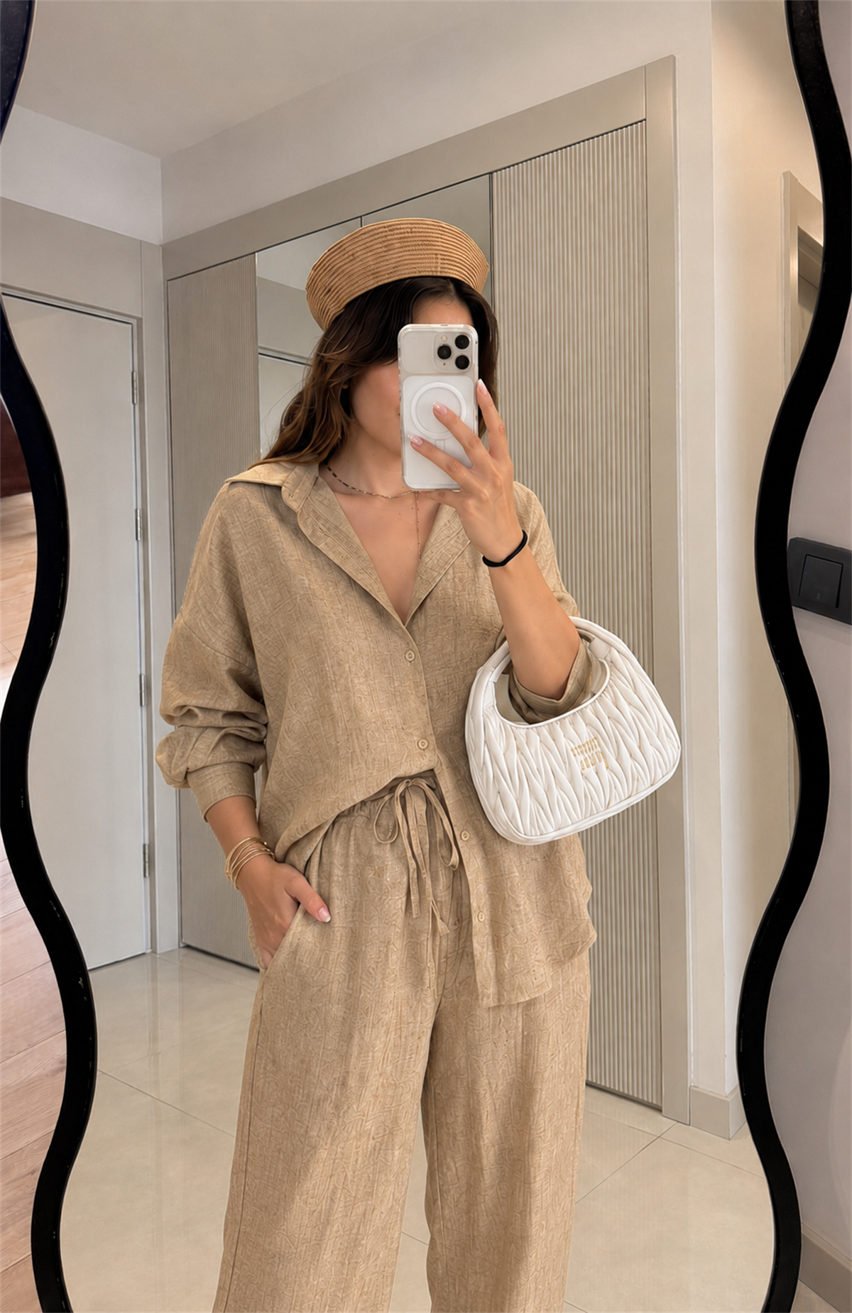 Antone Camel Gömlek Pantolon Takım