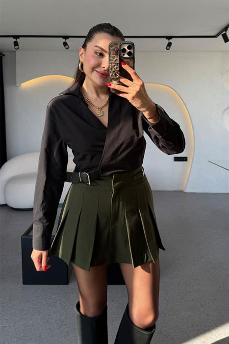 Aprenda Siyah Beli Kemerli Gömlek 