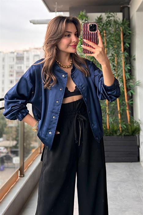 Apricot Saten Bomber Ceket