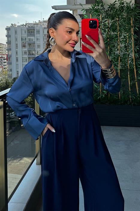 Archive Petrol Mavi Saten Gömlek