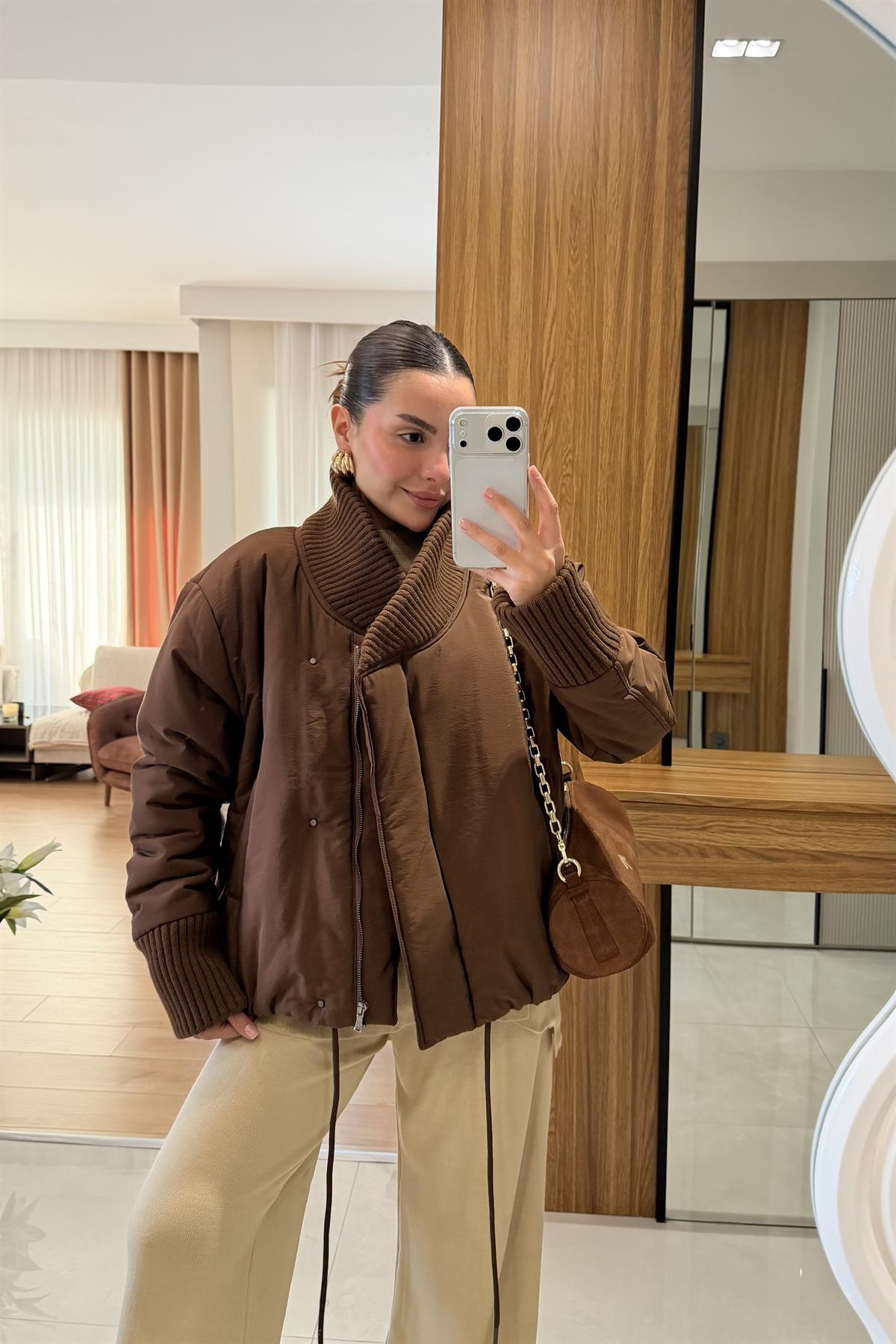 Argus Kahverengi Şişme Mont