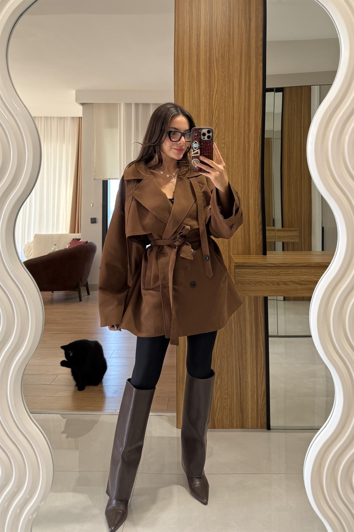 Arnous Acı Kahve Kuşaklı Trenç 