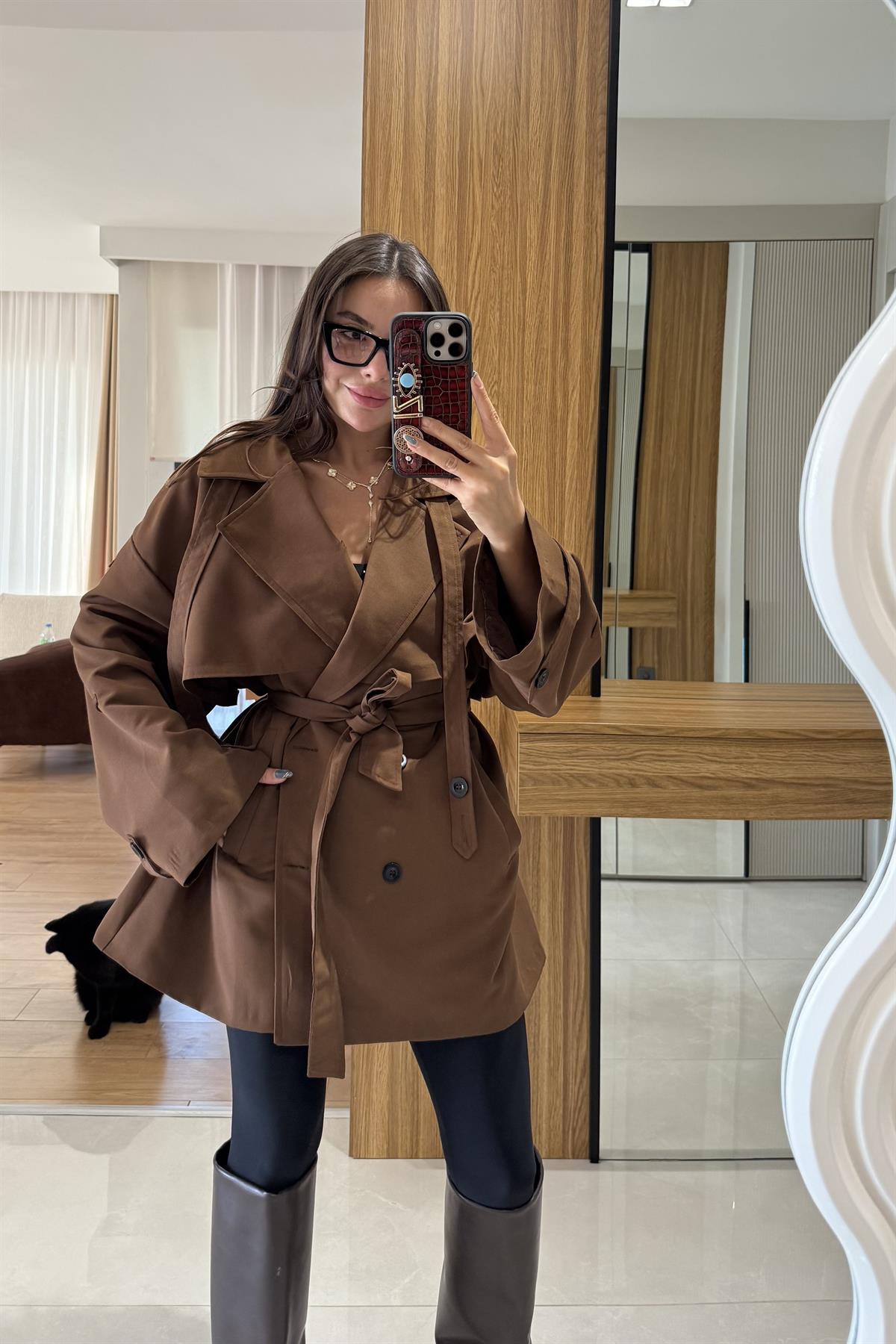 Arnous Acı Kahve Kuşaklı Trenç 