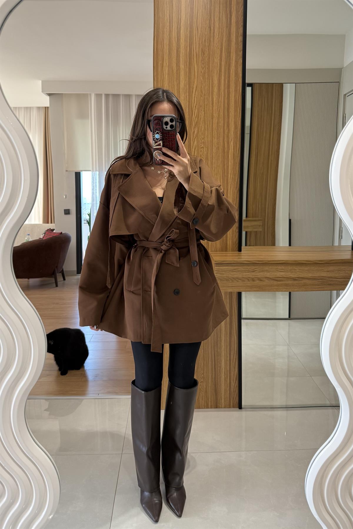 Arnous Acı Kahve Kuşaklı Trenç 