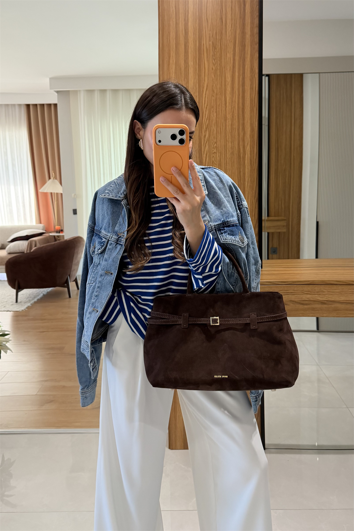 Asher Denim Arkası Yazılı Ceket