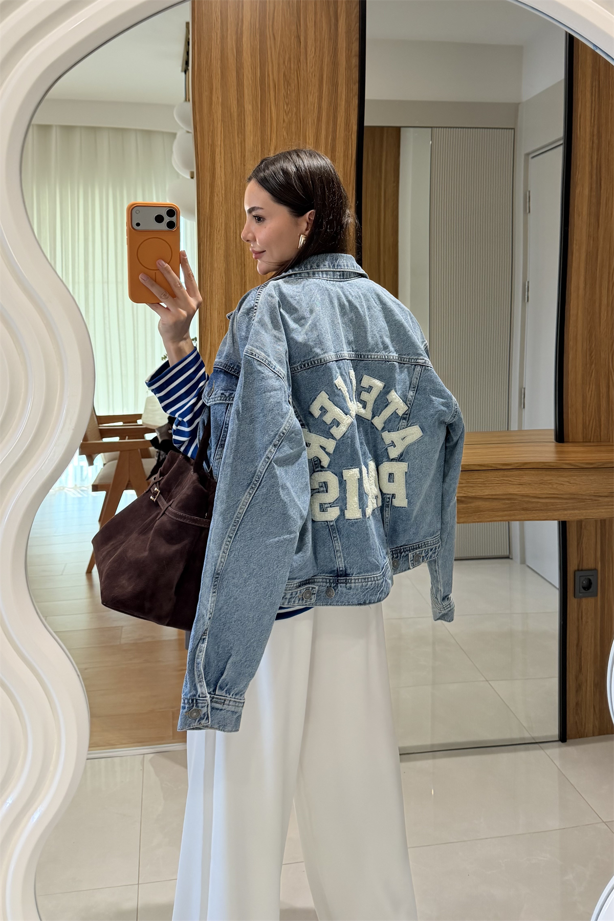 Asher Denim Arkası Yazılı Ceket