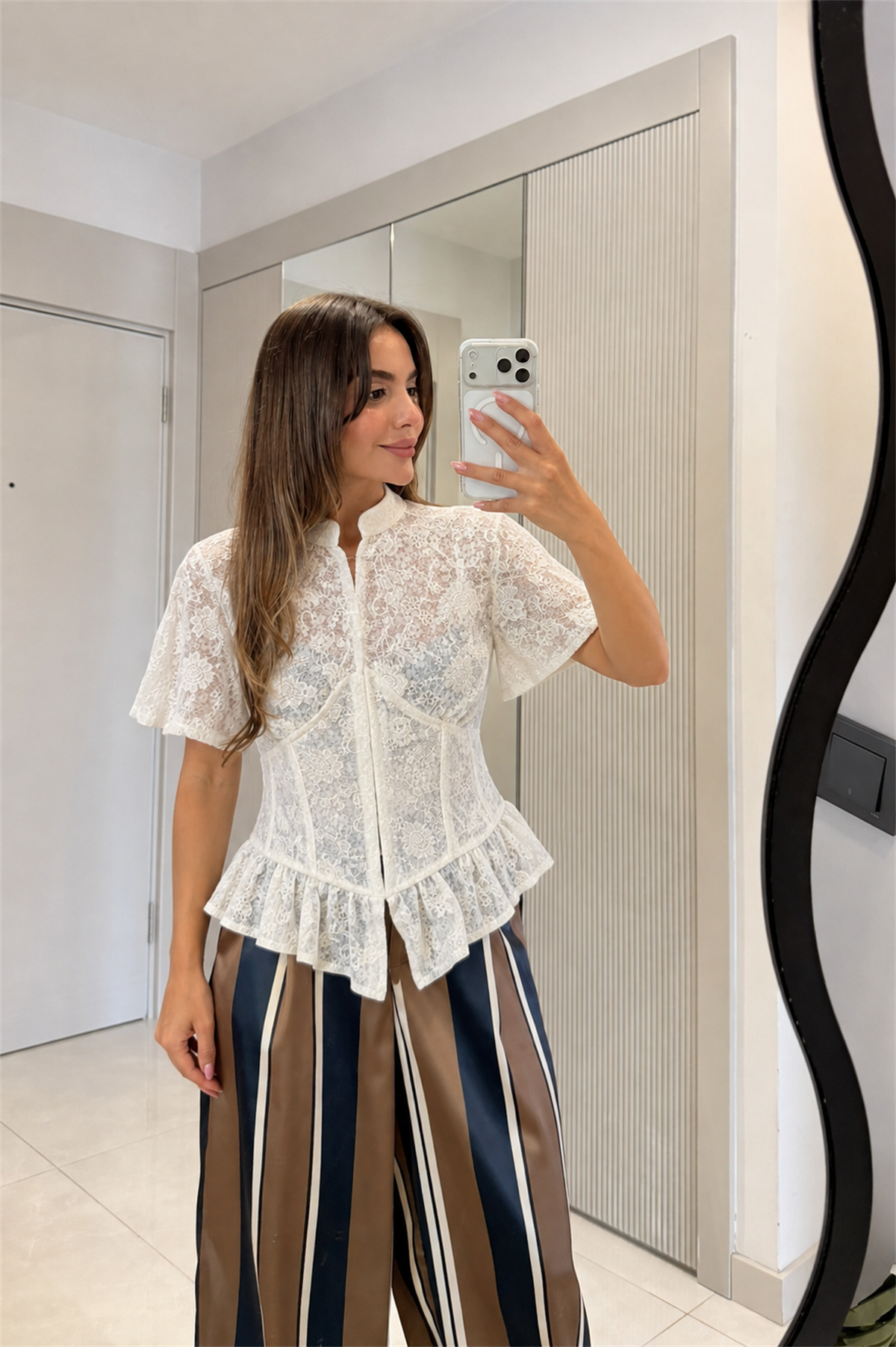 Ashley Dantel Volanlı Korsaj Bluz