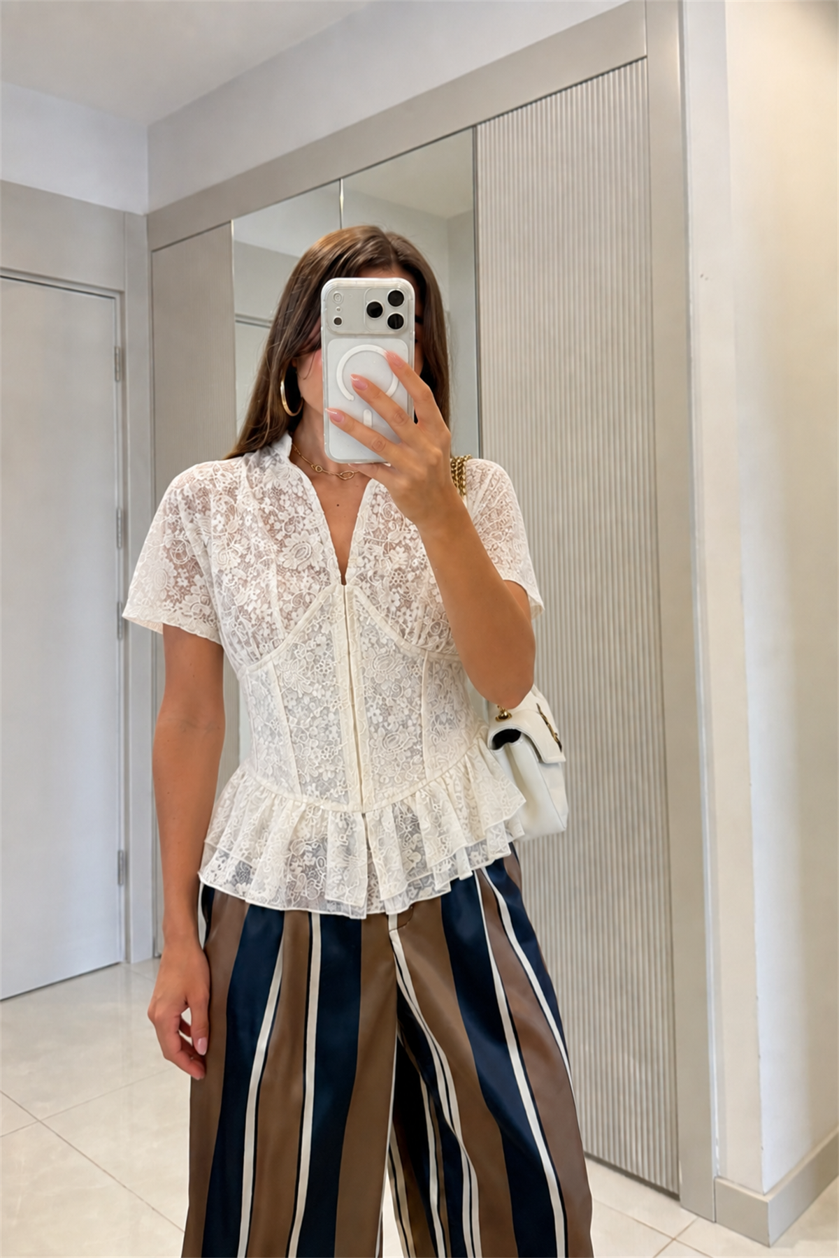 Ashley Dantel Volanlı Korsaj Bluz