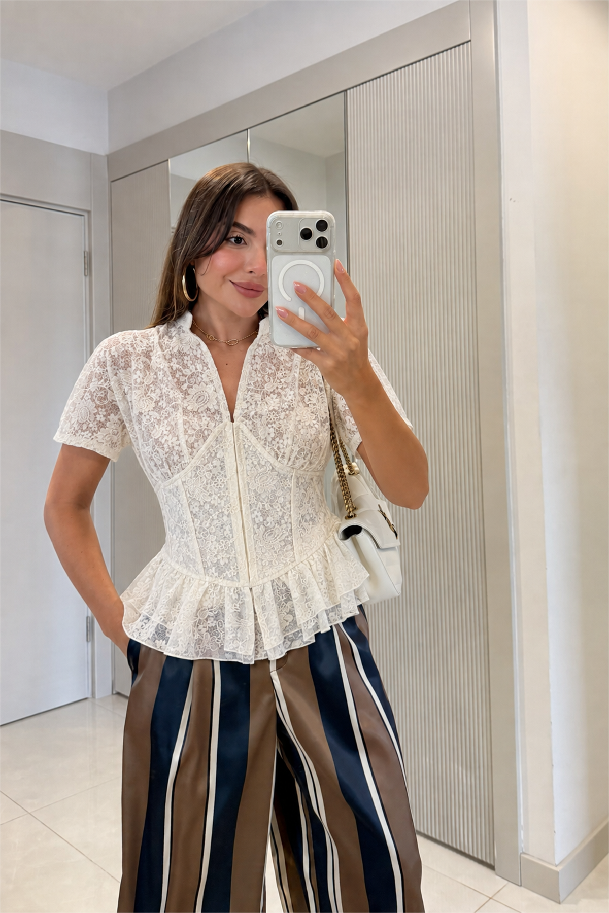Ashley Dantel Volanlı Korsaj Bluz