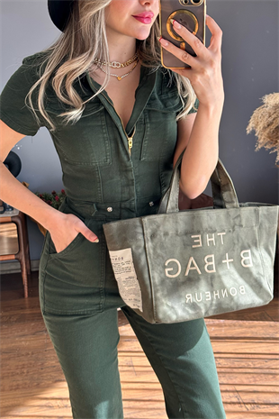 Askeri yeşil yarım kollu tulum