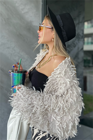 Asos krem püsküllü hırka