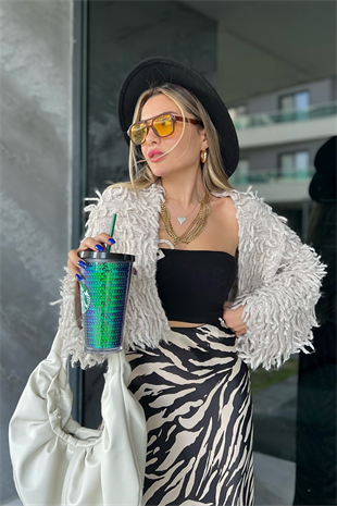 Asos krem püsküllü hırka