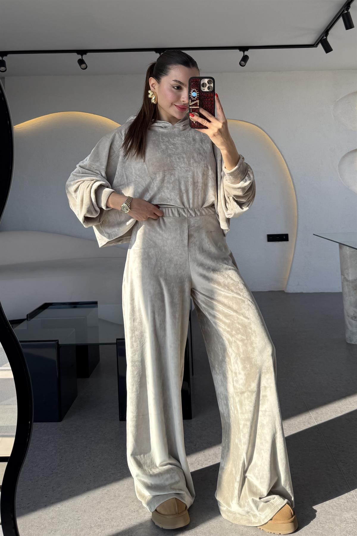 Aspire Taş Kadife Kapüşonlu Takım 