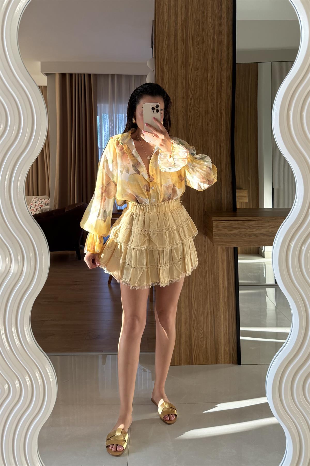 Audrey Hardal Dantel Geçişli Şort Etek