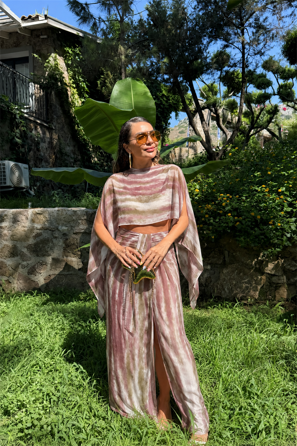 Avory Pembe Batik Desen Pareo Takım