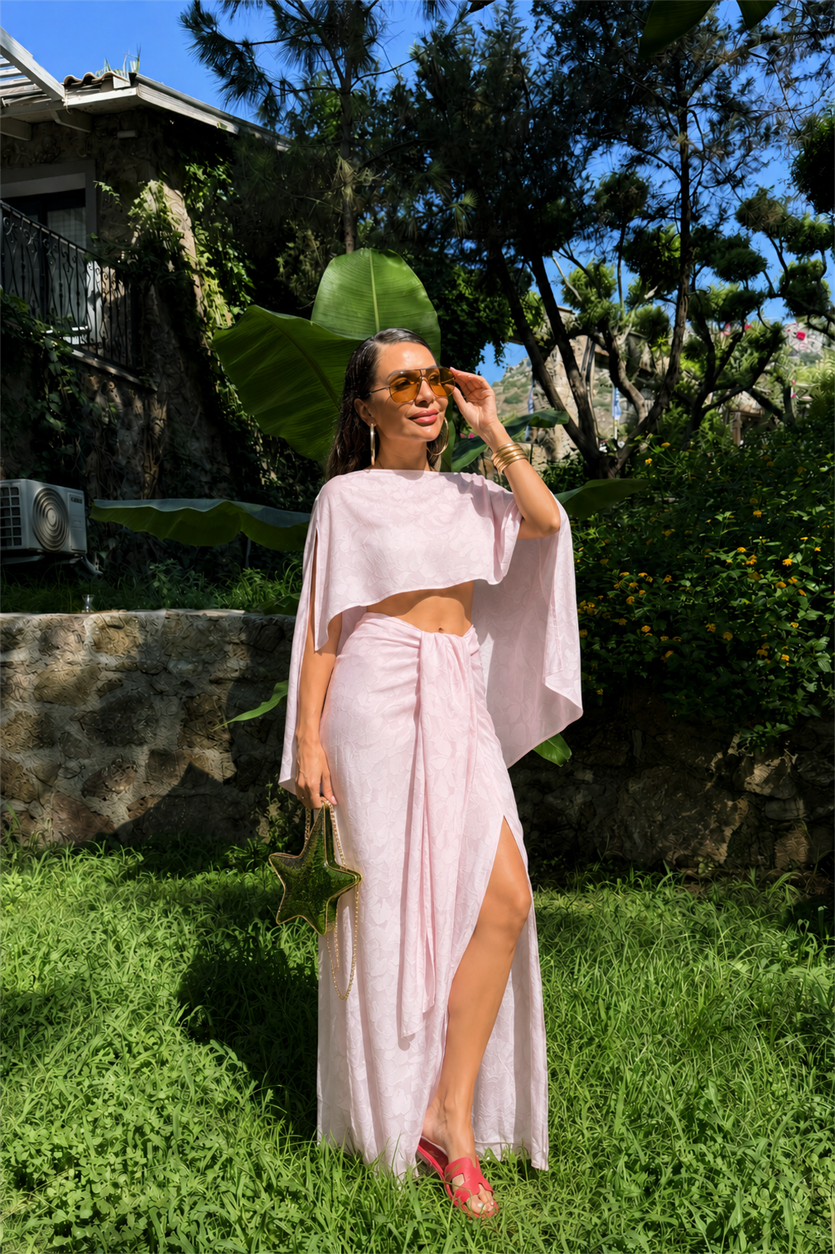 Avory Pembe Dokulu Pareo Takım