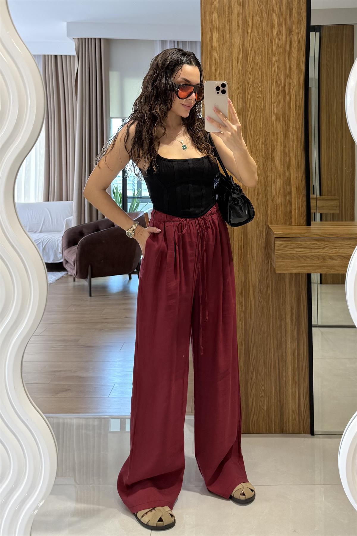 Axelle Bordo Tensel Pantolon