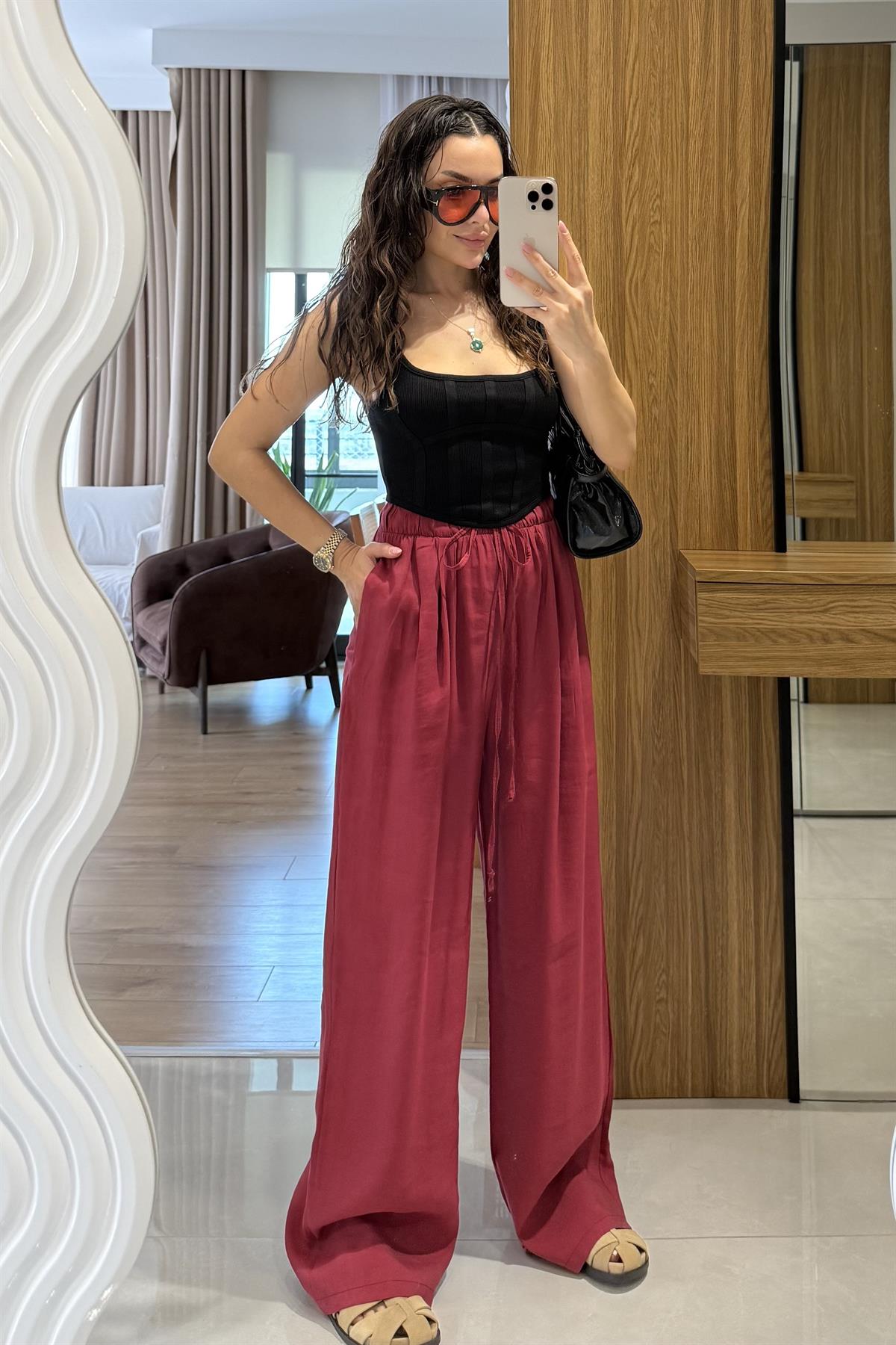 Axelle Bordo Tensel Pantolon