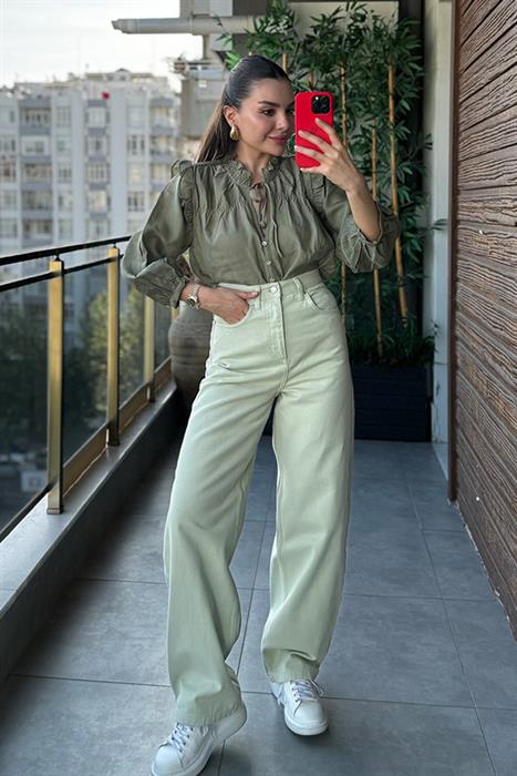 Baggy Mint Yeşil Straight Jean