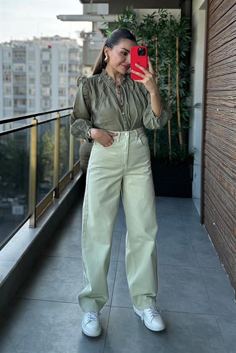 Baggy Mint Yeşil Straight Jean