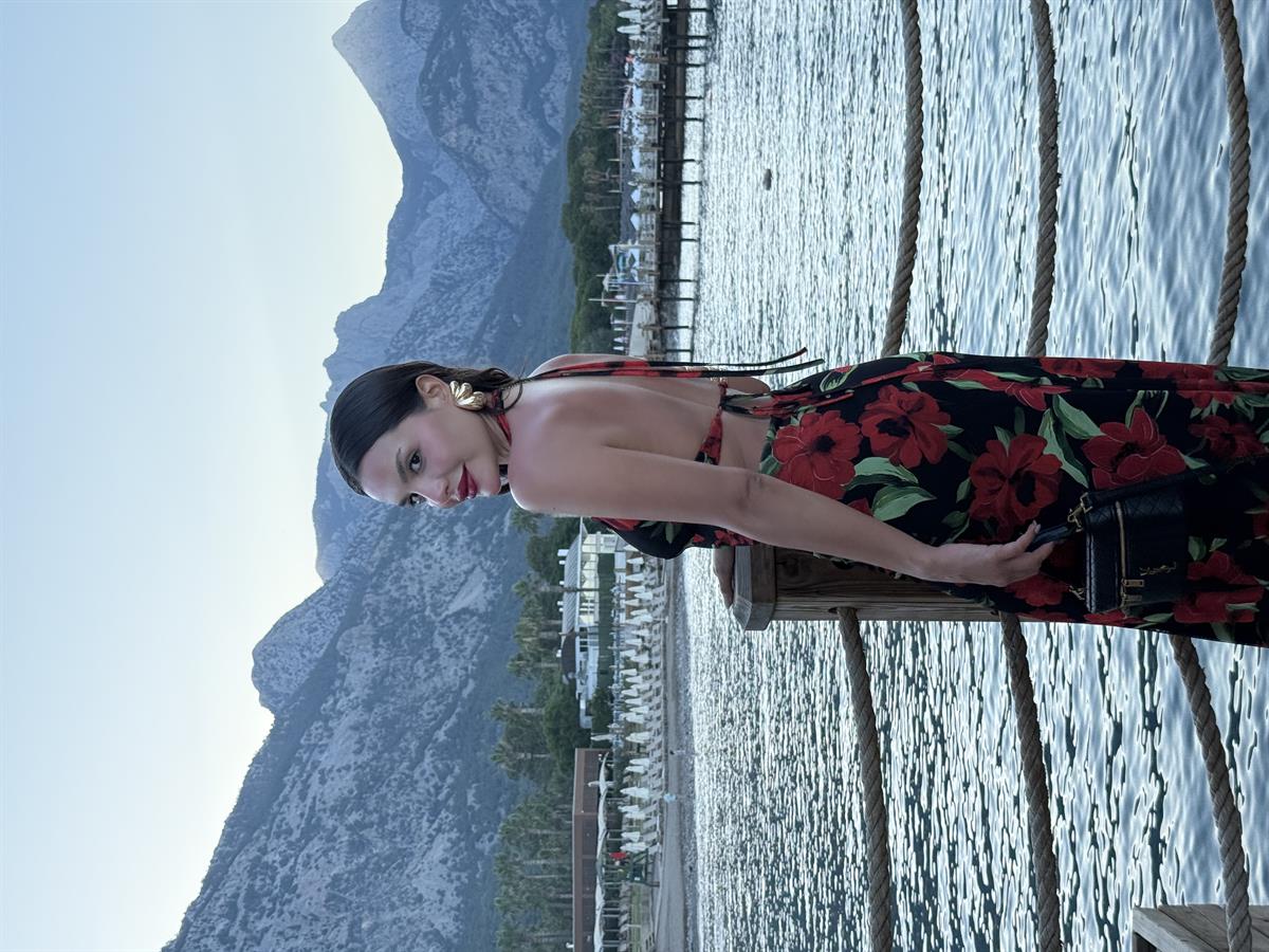 Bahama Kırmızı Güllü Sırt Dekolteli Elbise