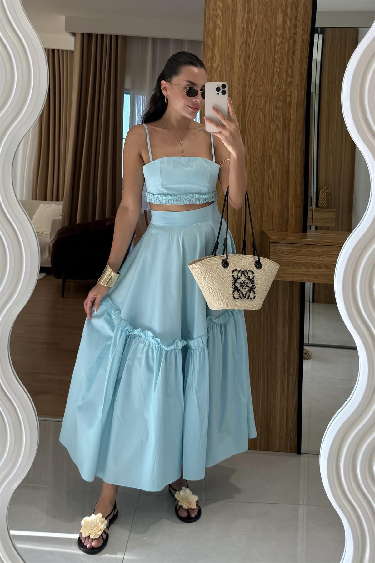 Bailey Mavi Çan Etekli İkili Takım