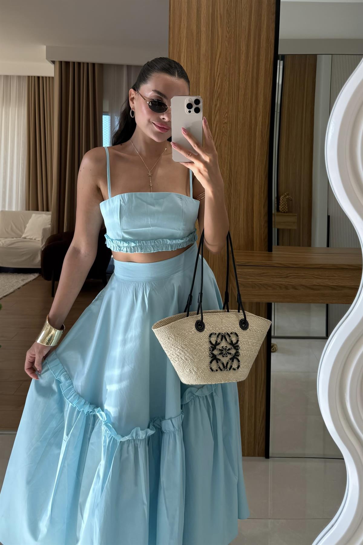 Bailey Mavi Çan Etekli İkili Takım