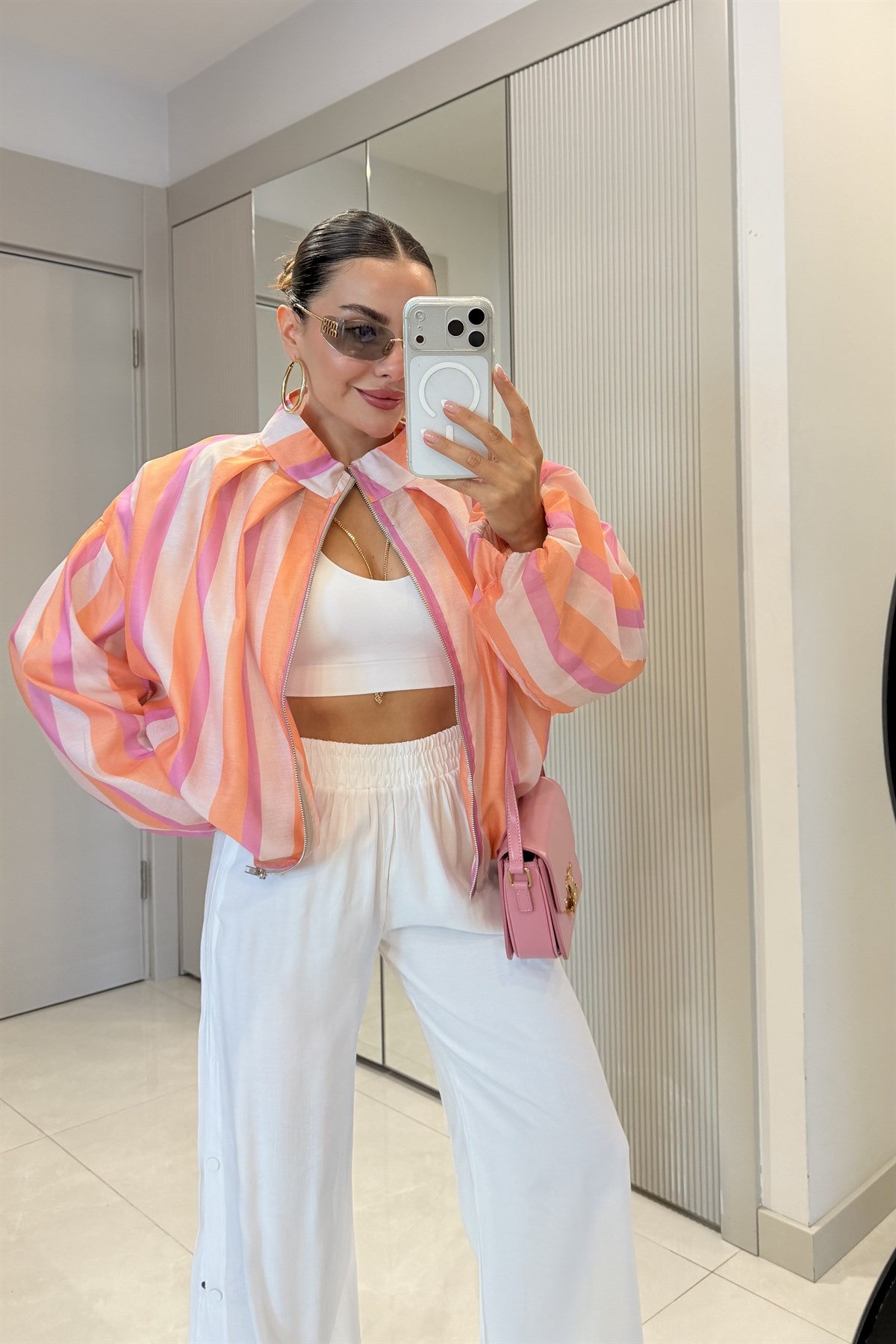 Baleria Renkli Tensel Bomber Ceket