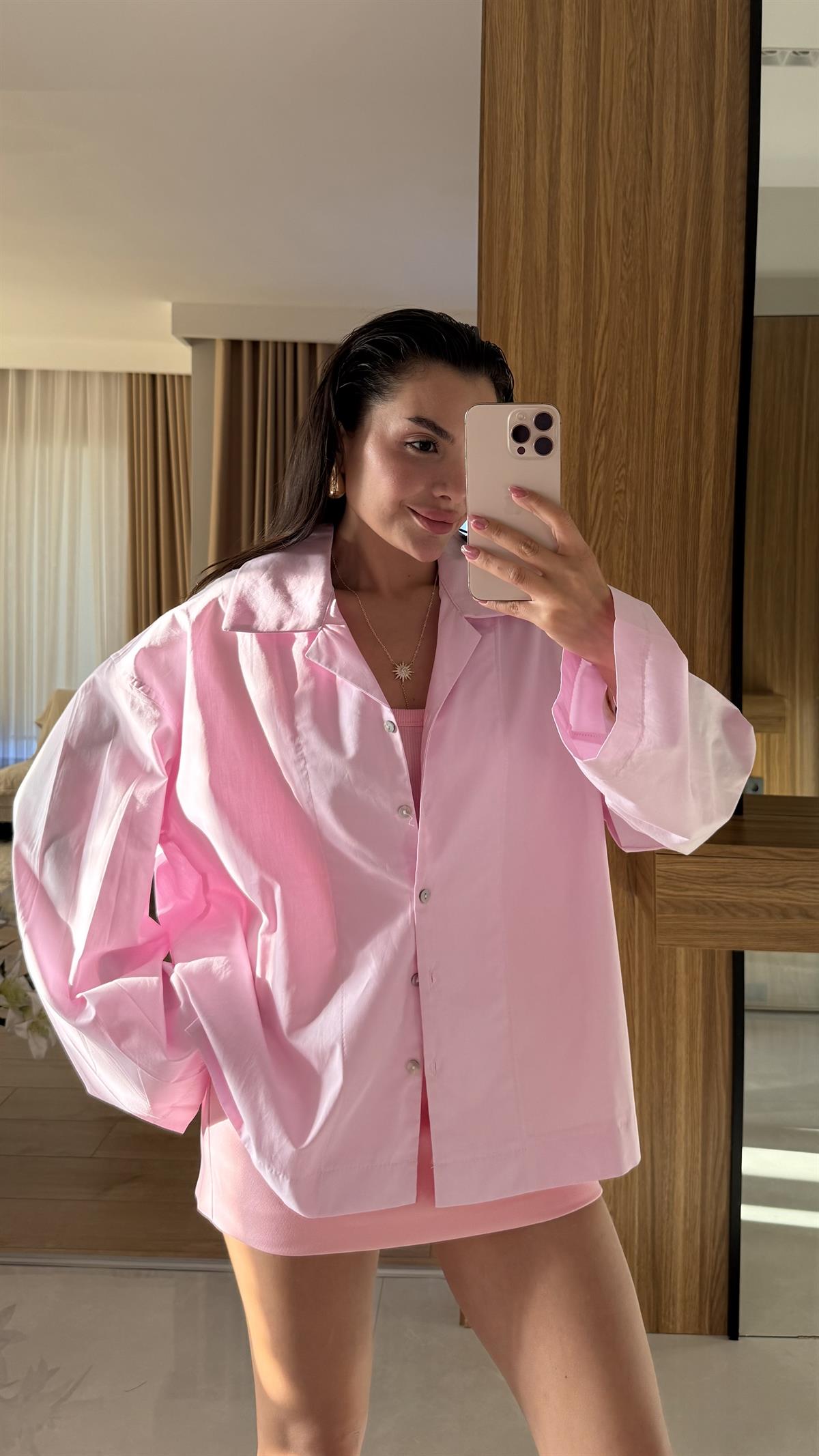 Bally Pembe Oversize Gömlek