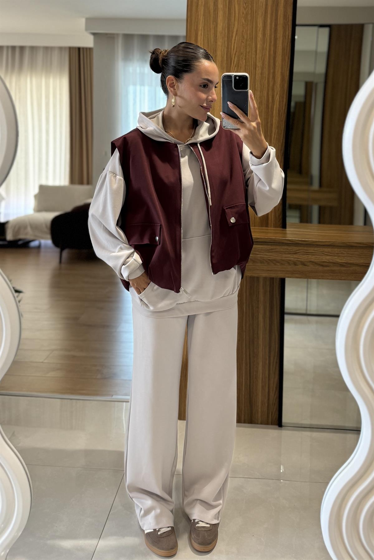 Bang Bordo Cepli Gabardin Yelek