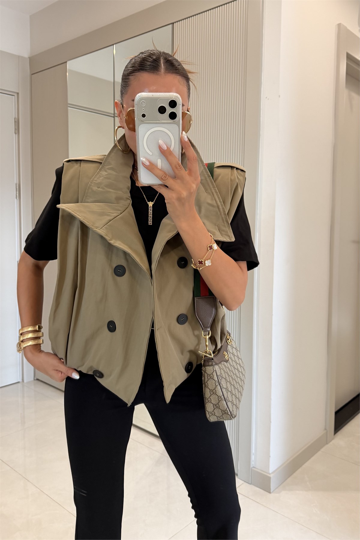 Banja Haki Oversize Trenç Yelek
