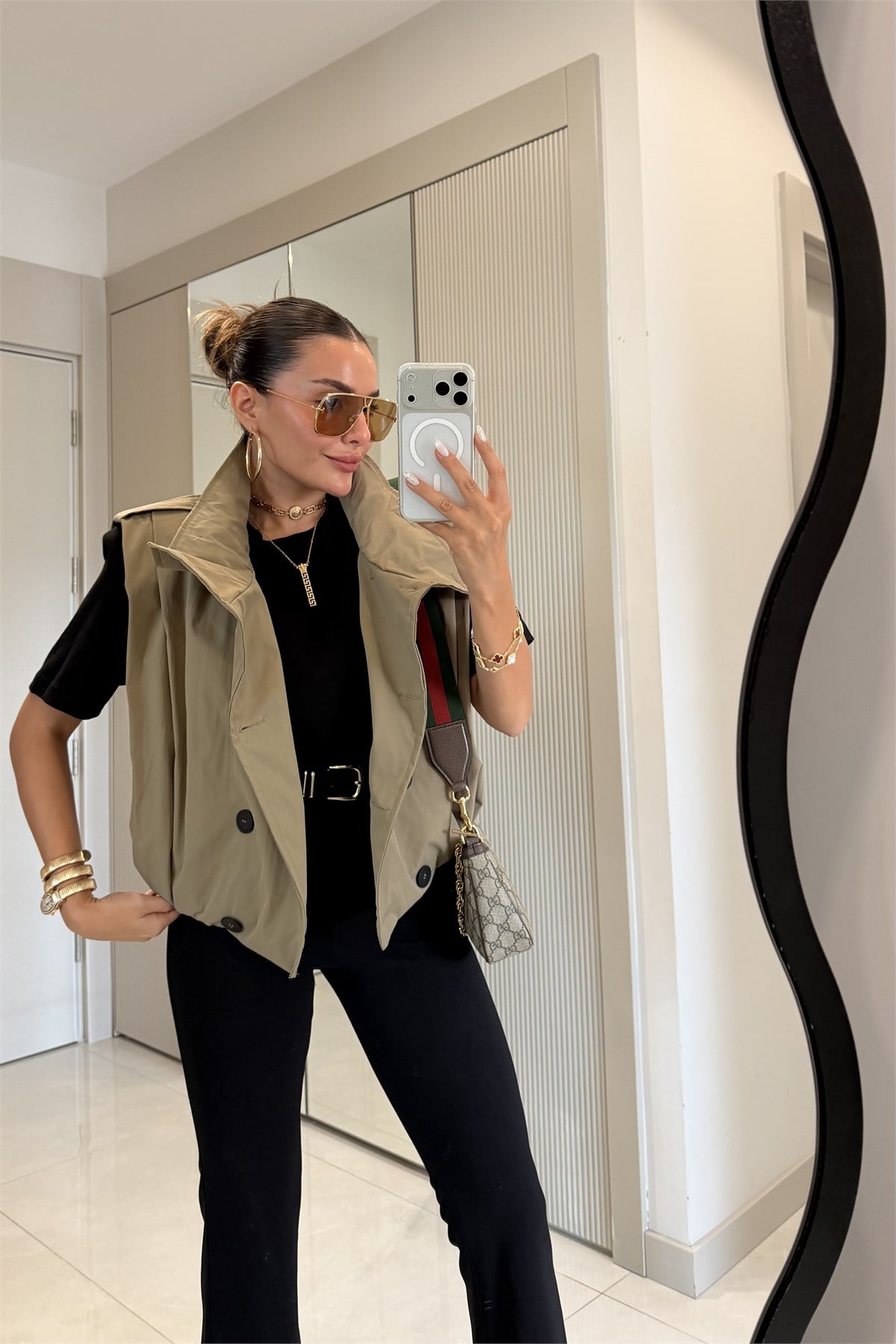 Banja Haki Oversize Trenç Yelek