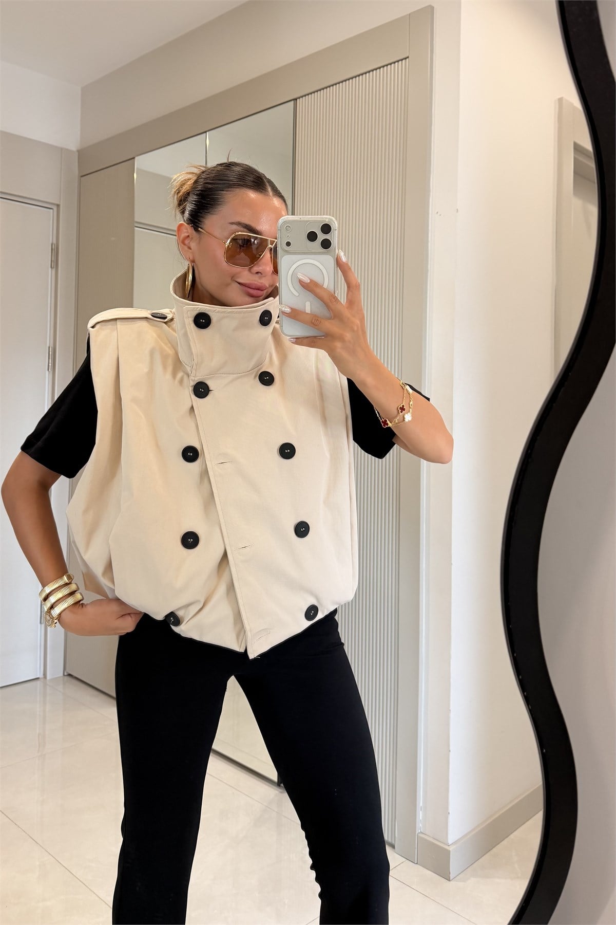 Banja Taş Oversize Trenç Yelek