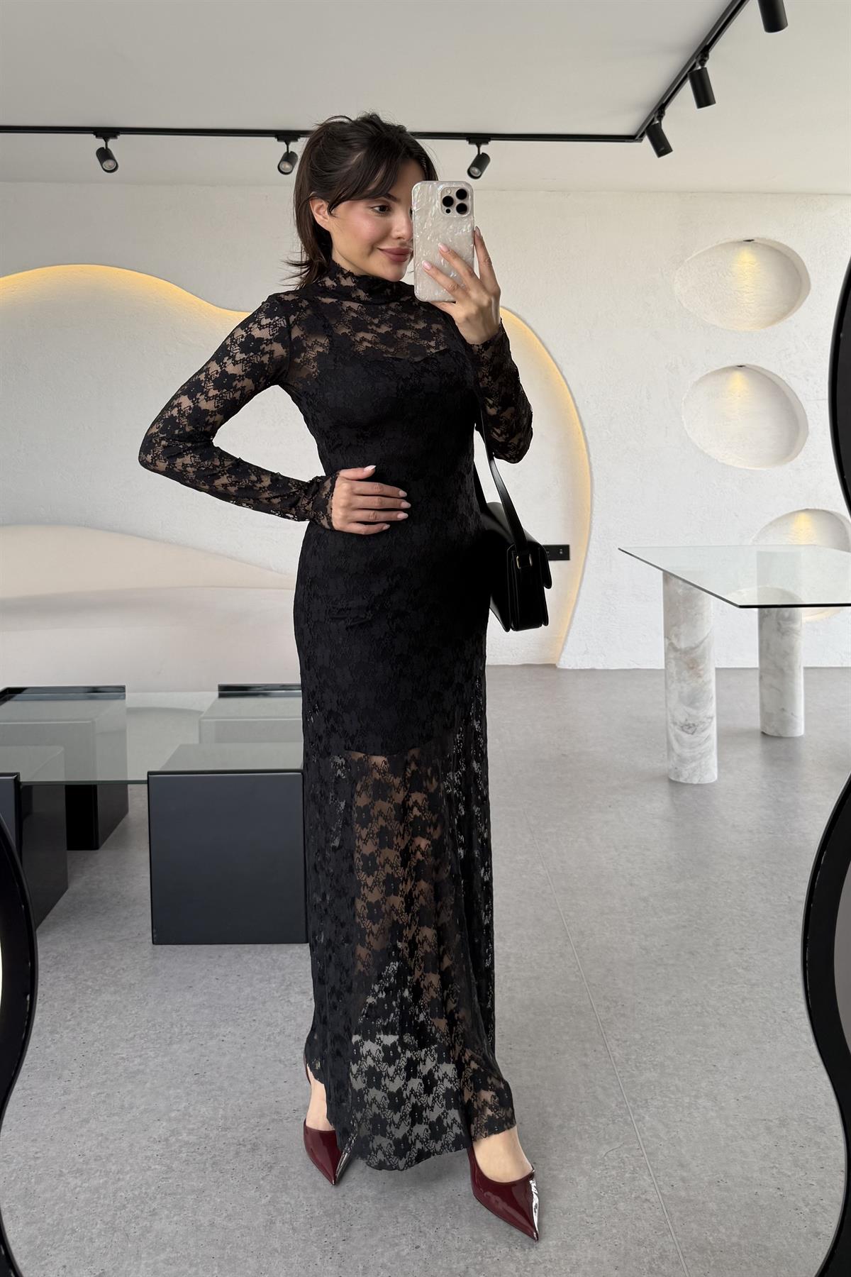 Barbara Astarlı Dantel Elbise 