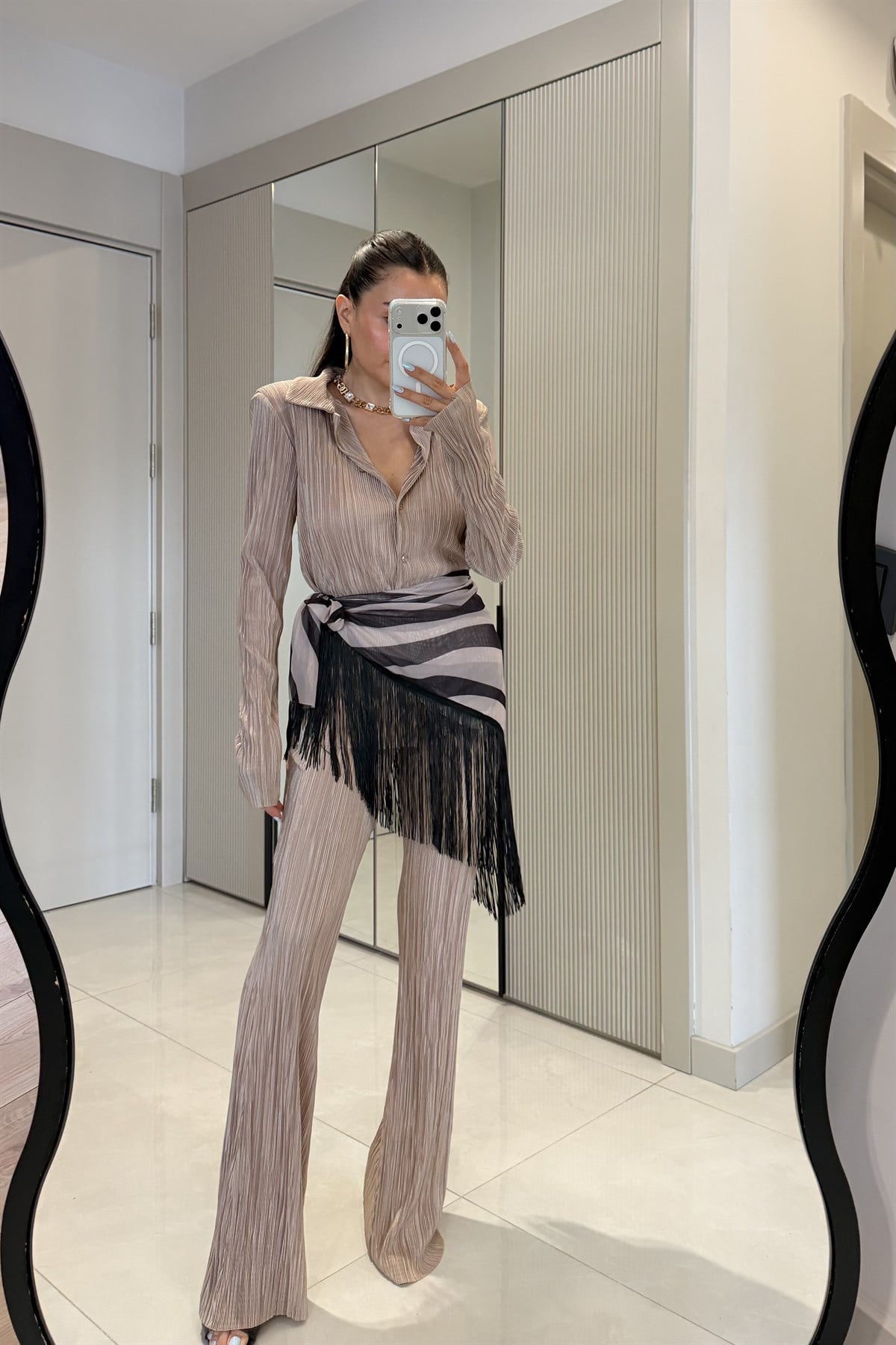 Barbara Bej Saten Vatkalı Kırinkıl Takım