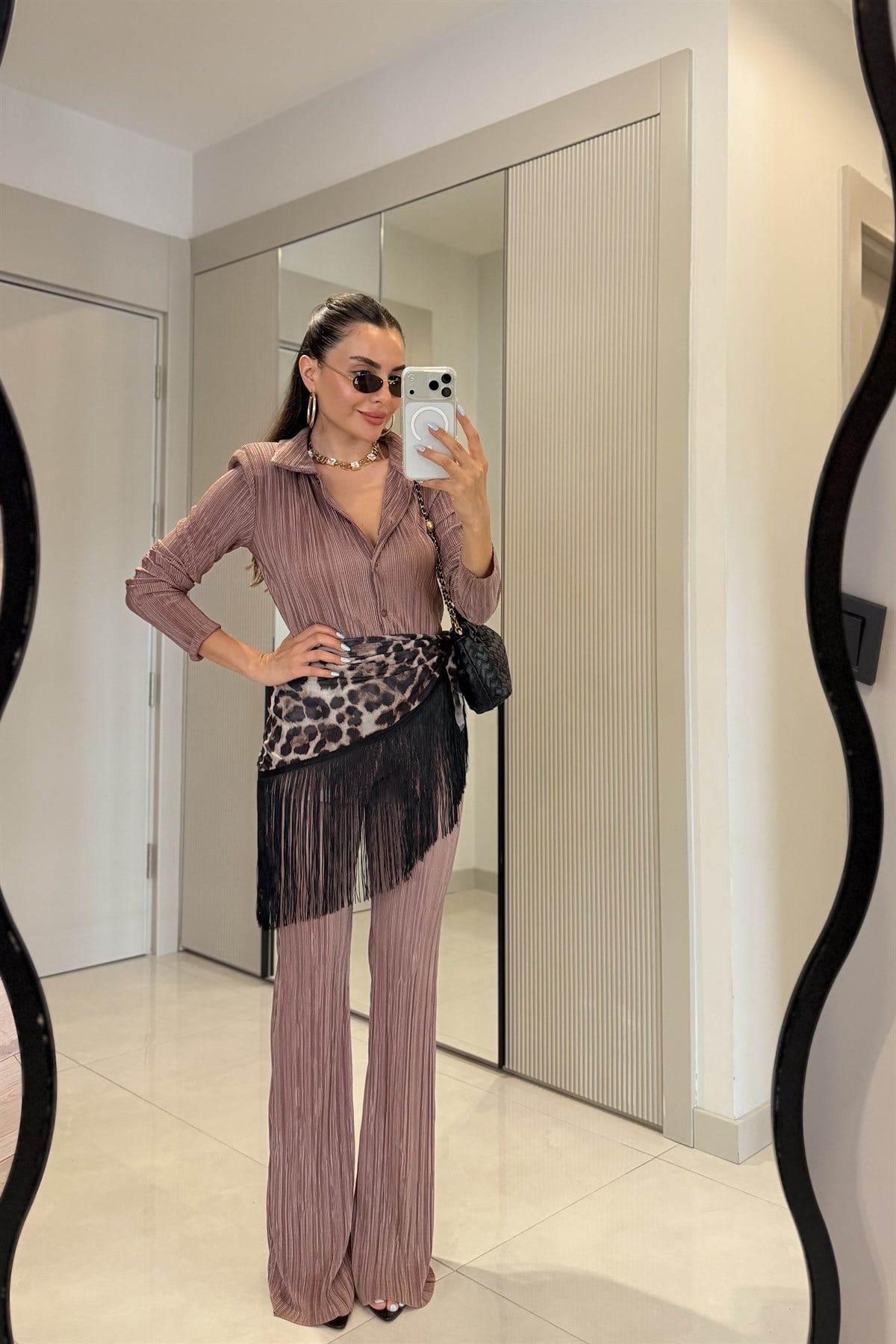 Barbara Sütlü Kahve Saten Vatkalı Kırinkıl Takım