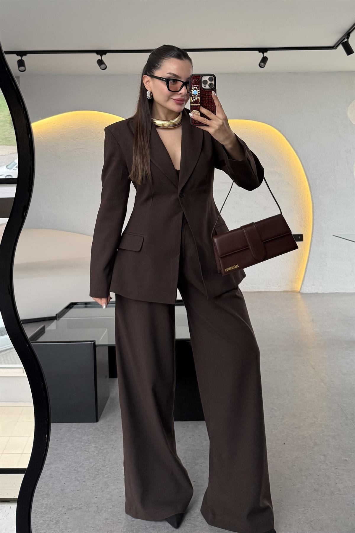 Barcelona Acı Kahve Premium Belden Oturtmalı Takım