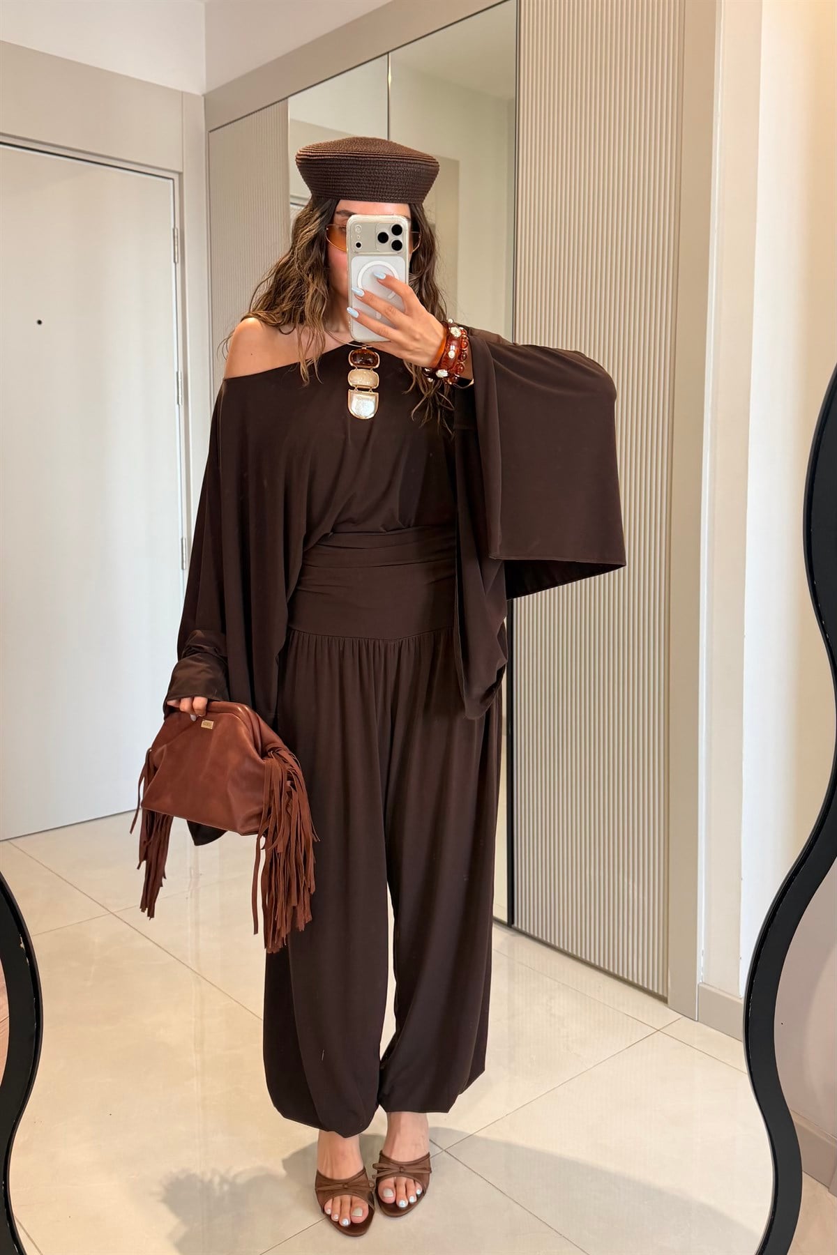 Barnes Kahve Şalvarlı Premium Takım