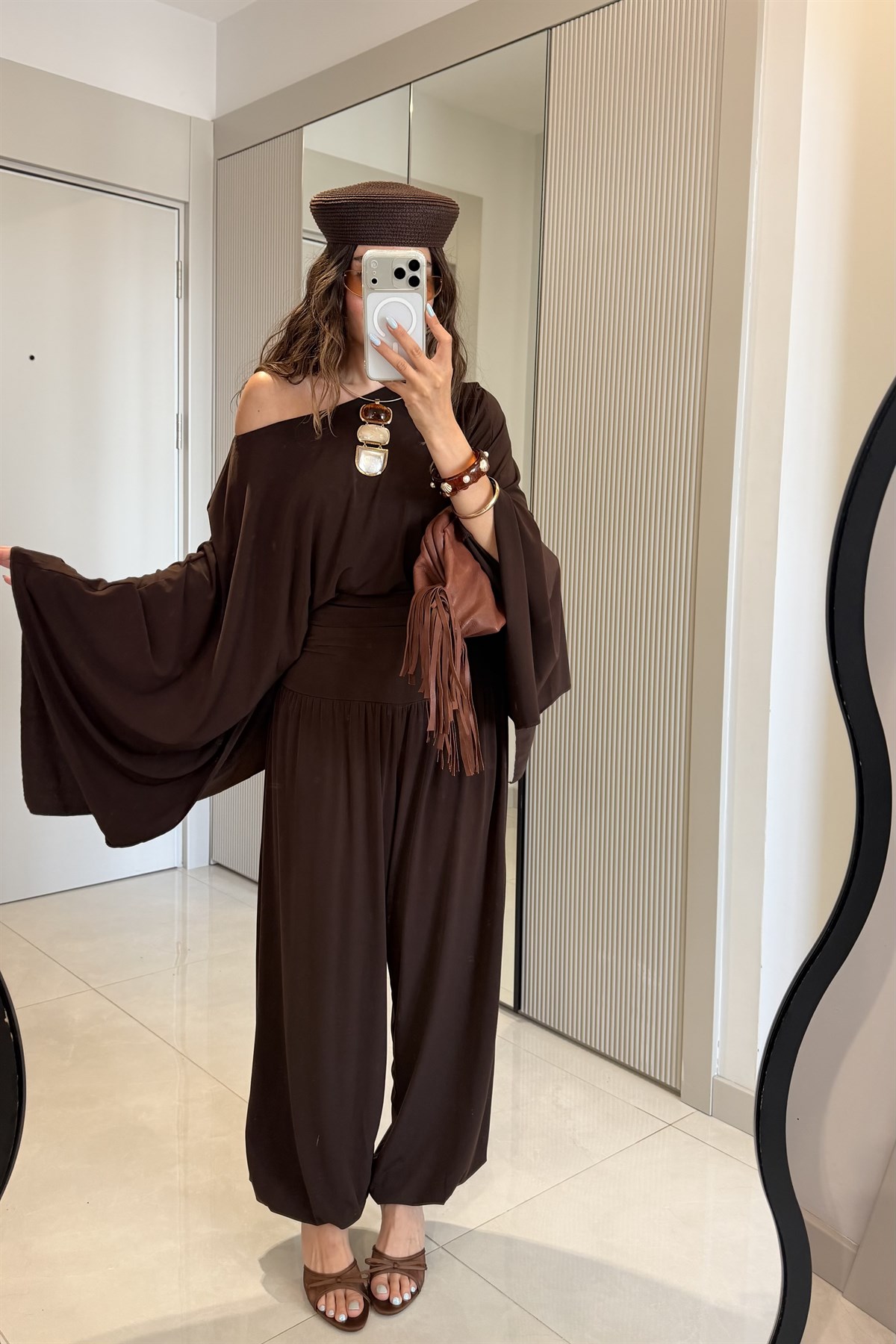 Barnes Kahve Şalvarlı Premium Takım