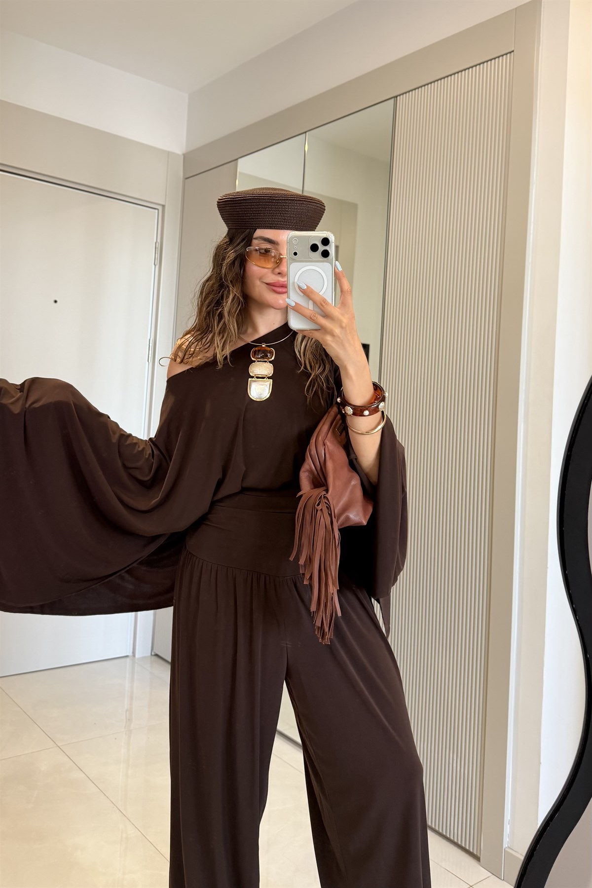 Barnes Kahve Şalvarlı Premium Takım