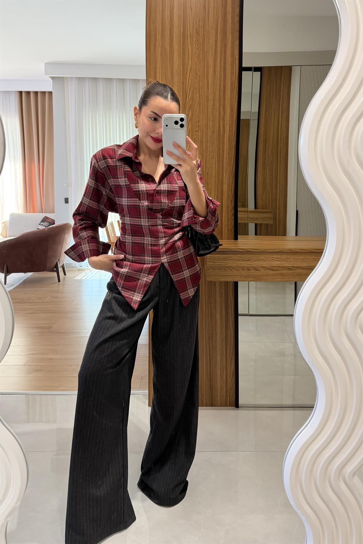 Barnet Siyah Çizgili Palazzo Pantolon