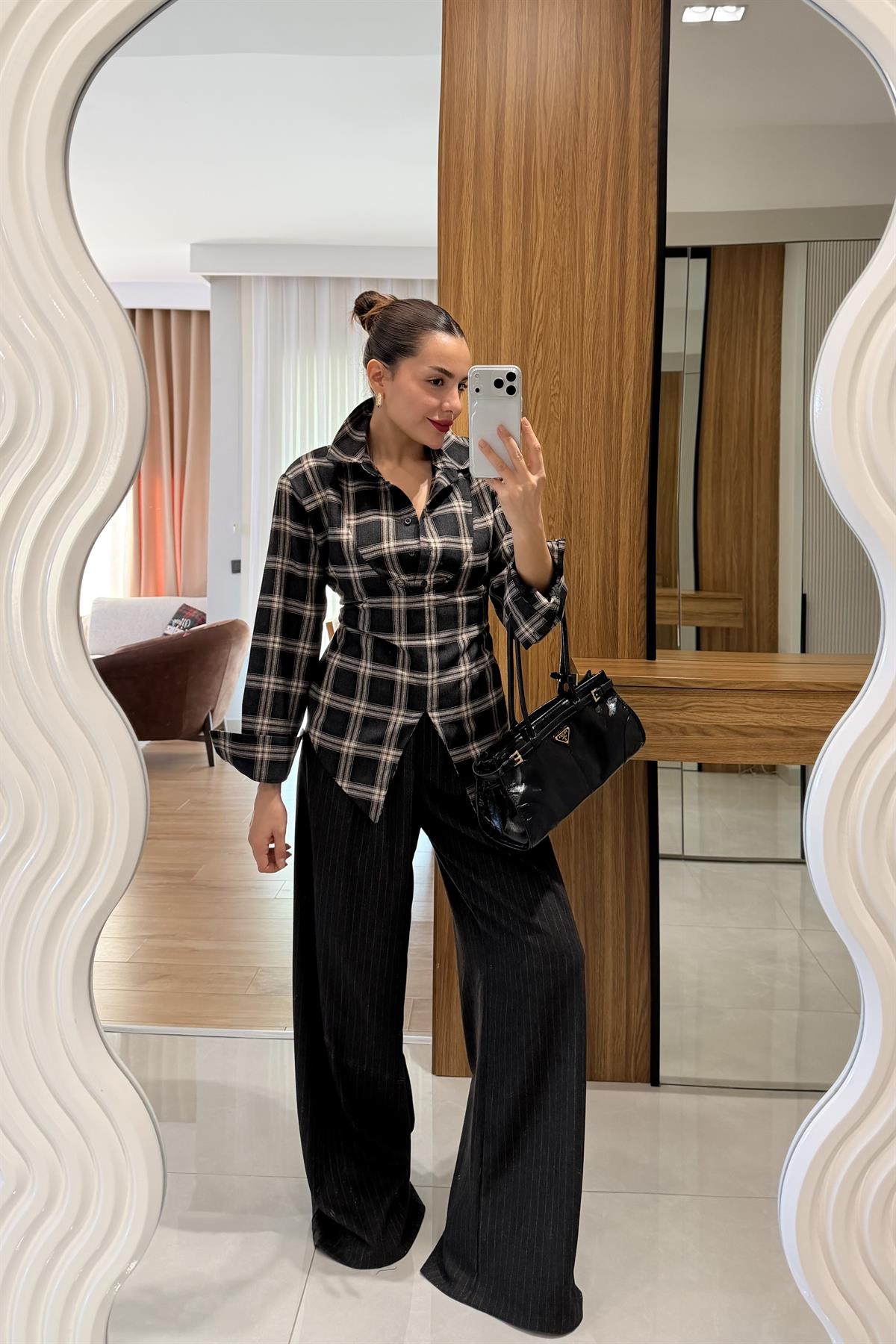 Barnet Siyah Çizgili Palazzo Pantolon