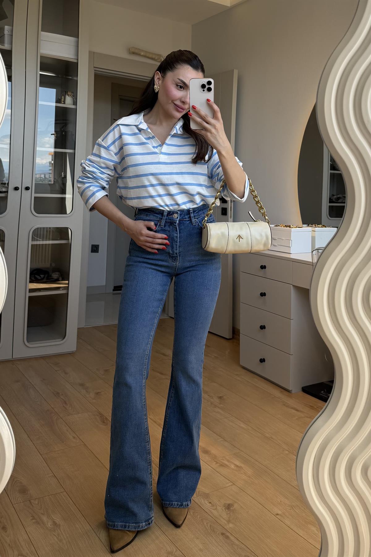 Beans Midblue İspanyol Jean