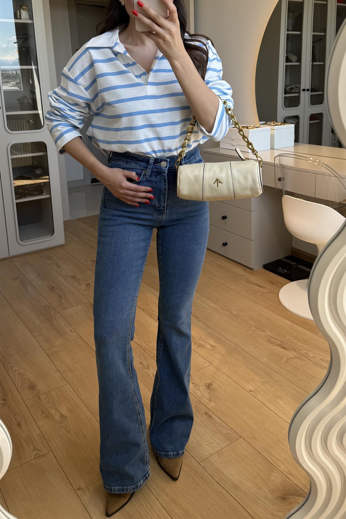 Beans Midblue İspanyol Jean