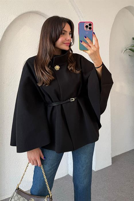 Becca Kemerli Siyah Panço