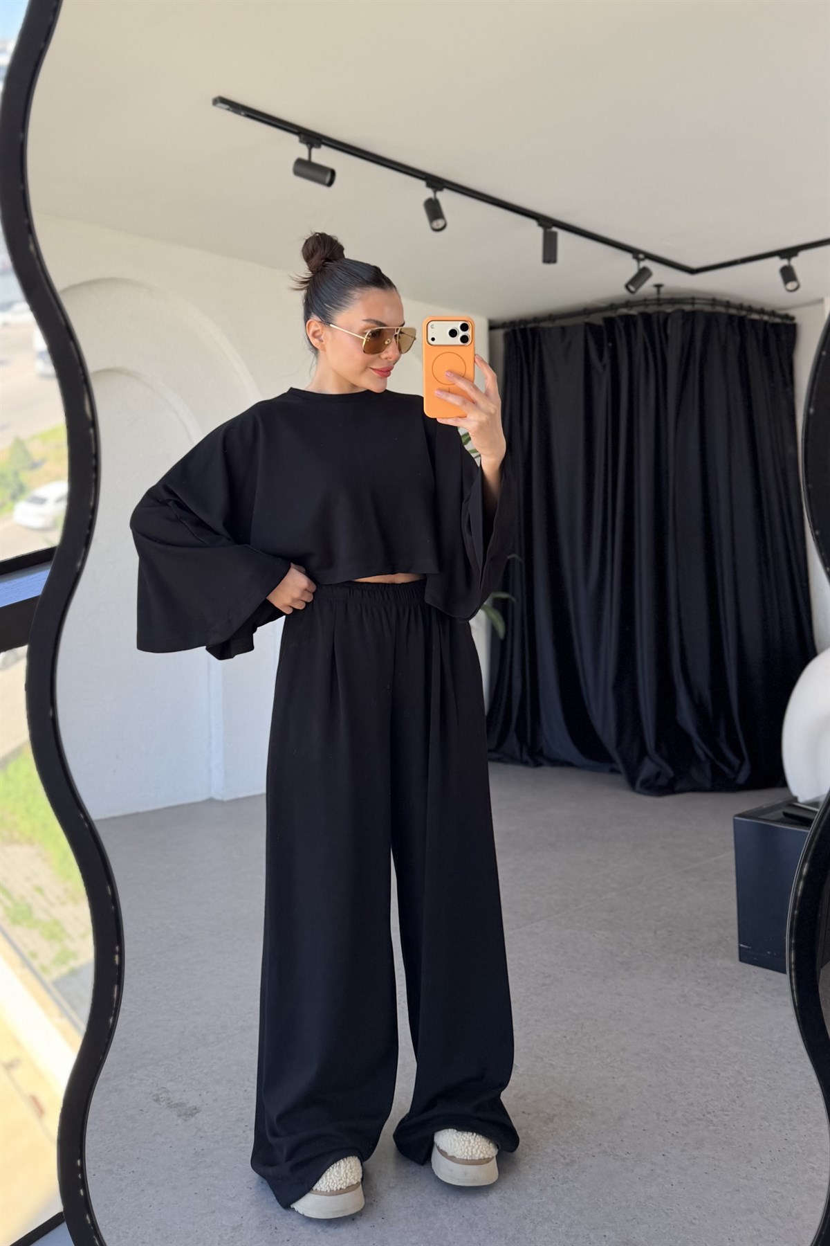 Belinda Siyah Yarasa Kol Modal Takım